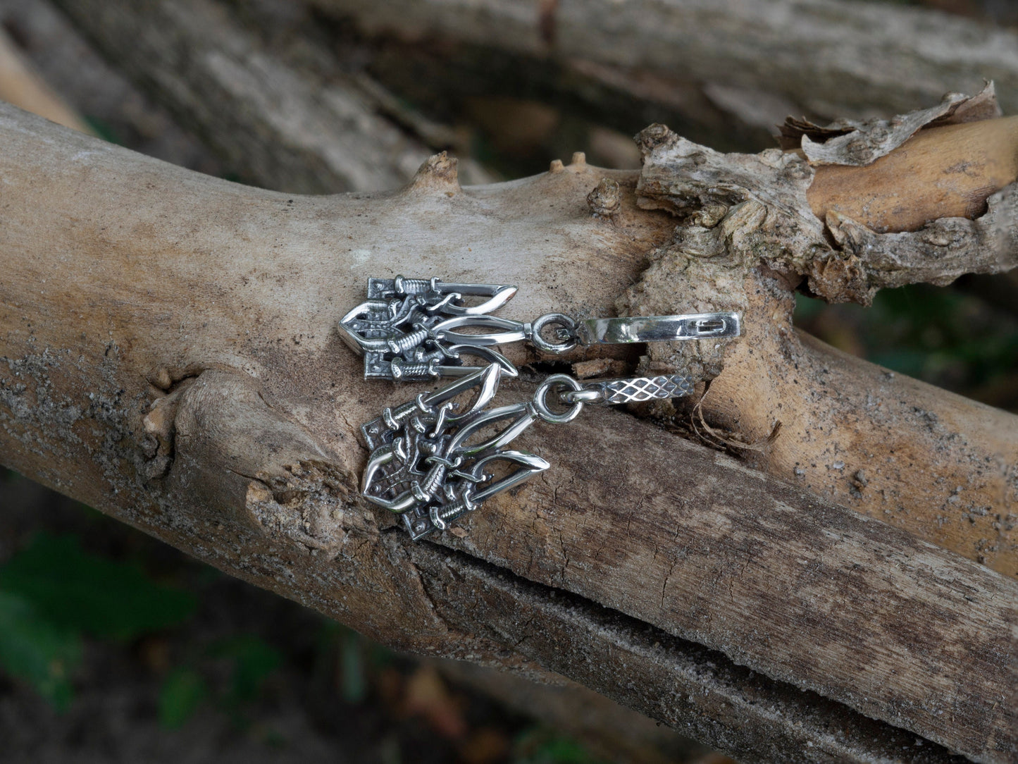 Ukrainian earrings Silver trizub earrings Trident jewelry Freedom earrings