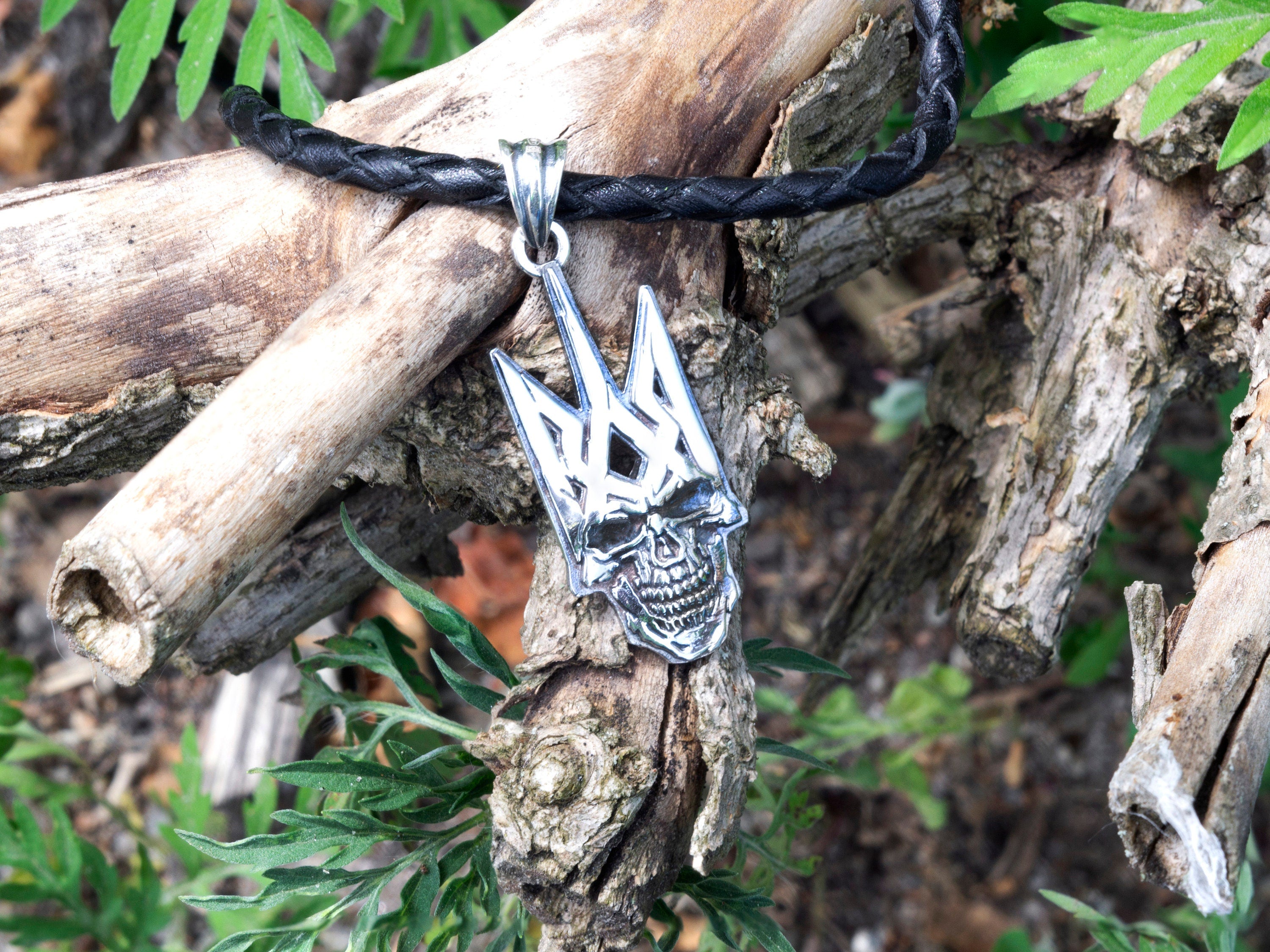 Ukraine pendant Tryzub skull pendant Silver trident Tryzub symbols