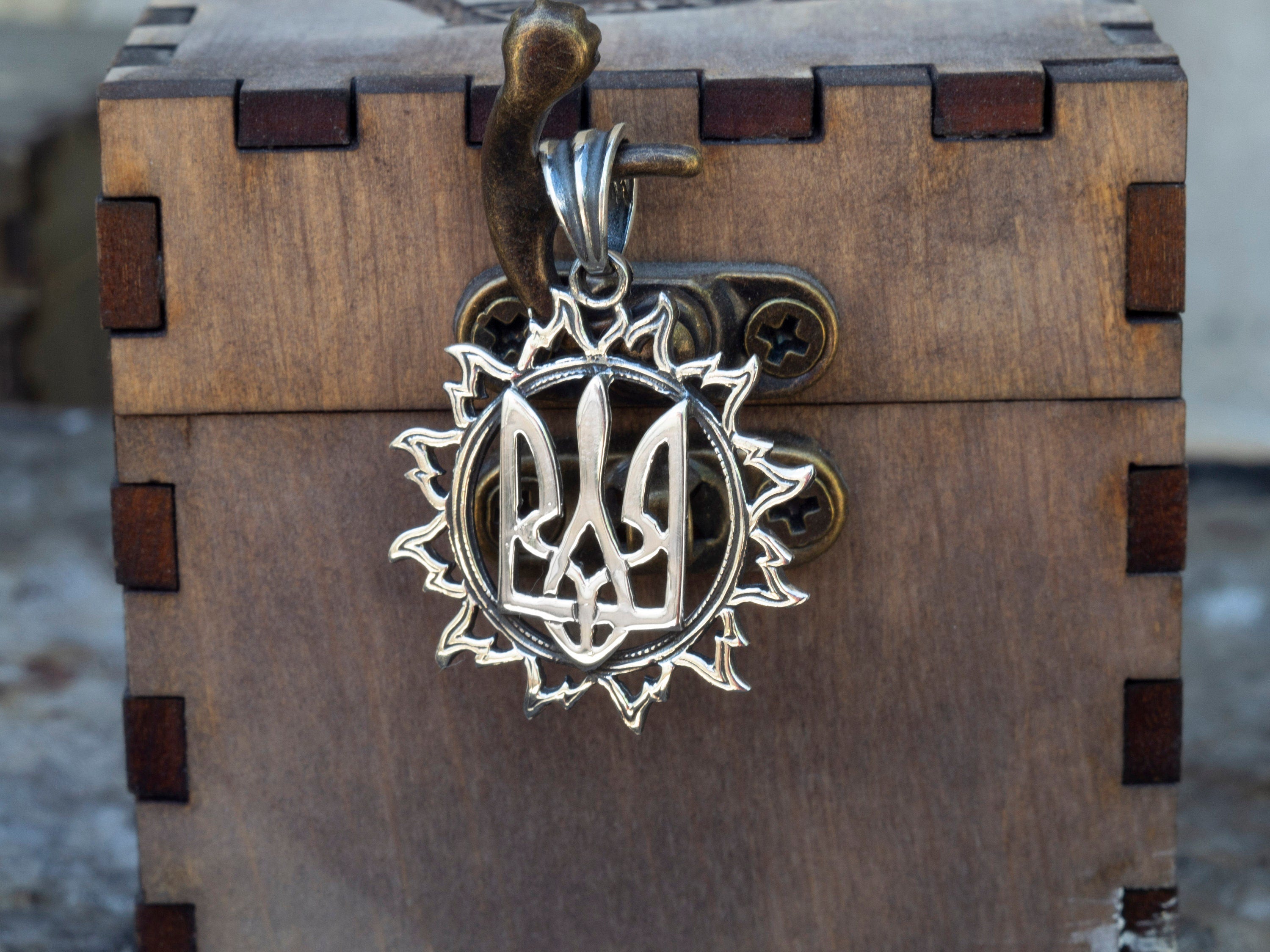 Tryzub pendant Sunny tryzub Silver trident pendant Ukrainian symbols Ukraine jewelry Trident jewelry