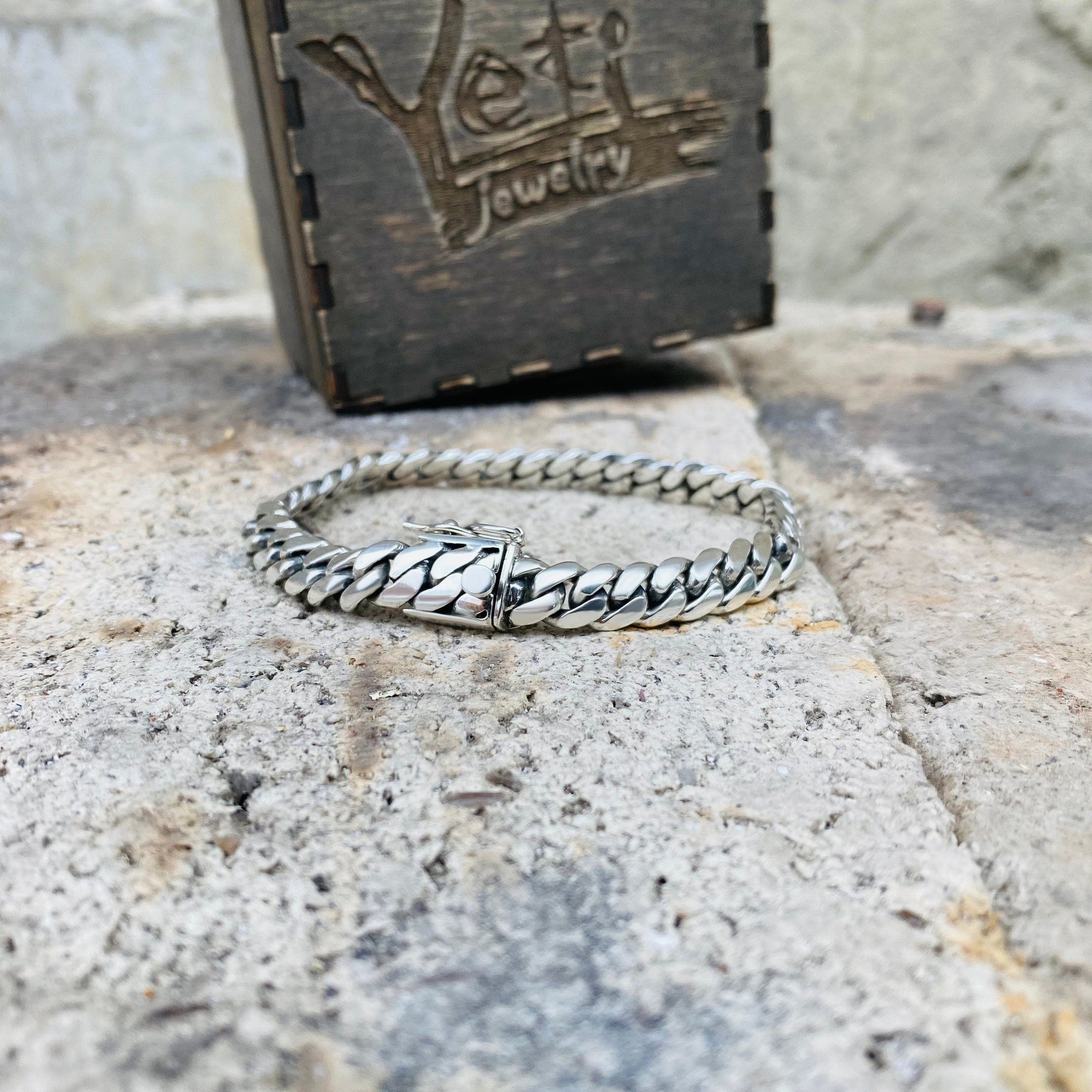 Cuban bracelet Handmade bracelet Sterling silver 925 8 mm Miami cuban link bracelet Men's silver bracelet Curb Link Bracelet