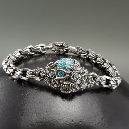 Skull bracelet Silver women's bracelet Frida braceletGothic women's bracelet Silver skull jewelry