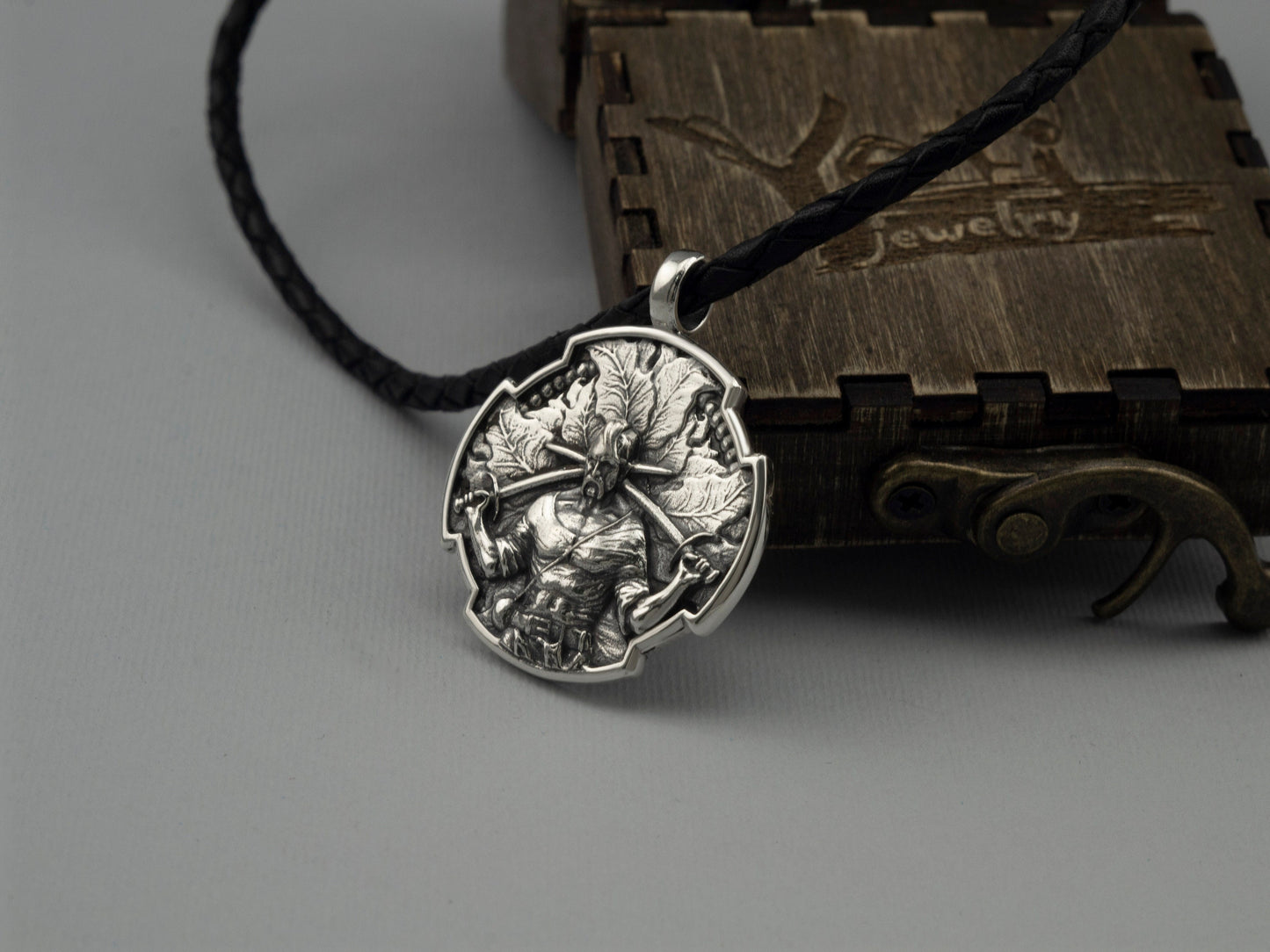 Ukrainian cossack Warrior pendant  Sterling silver 925 Cossack Warrior with two saber Cossack with swords Pendant with a prayer