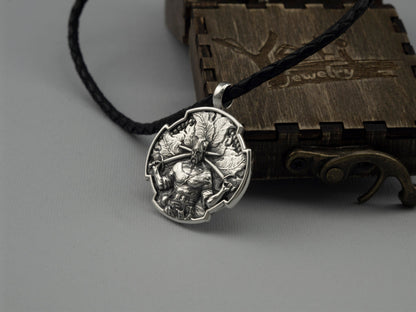 Ukrainian cossack Warrior pendant  Sterling silver 925 Cossack Warrior with two saber Cossack with swords Pendant with a prayer