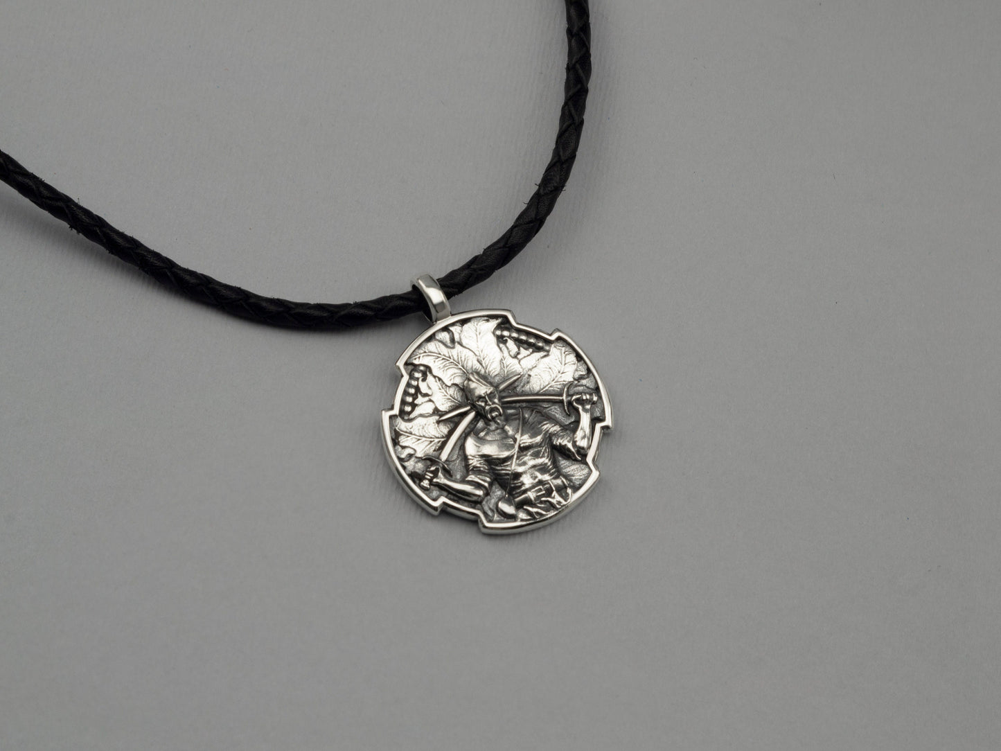 Ukrainian cossack Warrior pendant  Sterling silver 925 Cossack Warrior with two saber Cossack with swords Pendant with a prayer