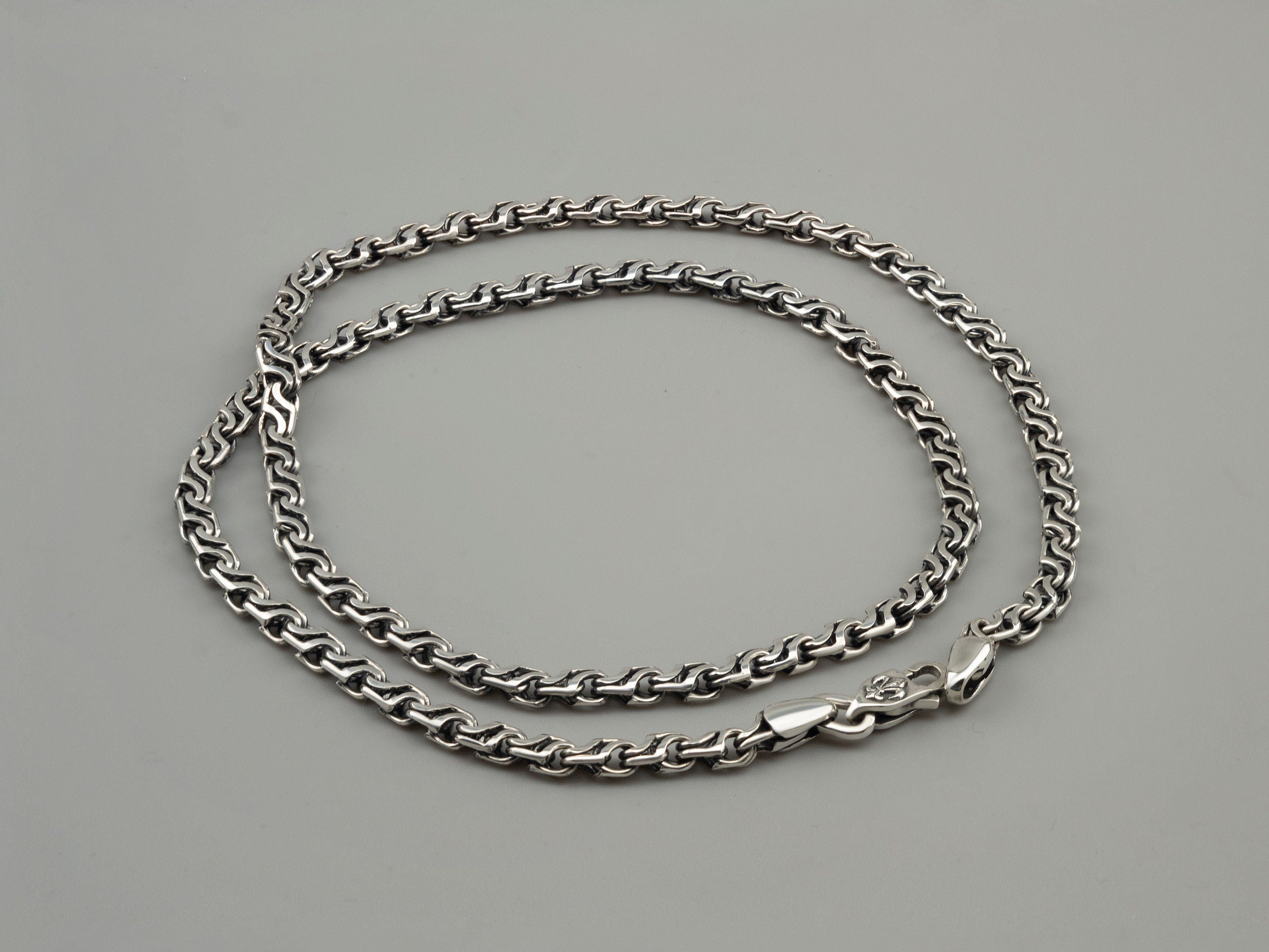 Silver chain  5mm 925 sterling silver Handmade chain Oxidized chain