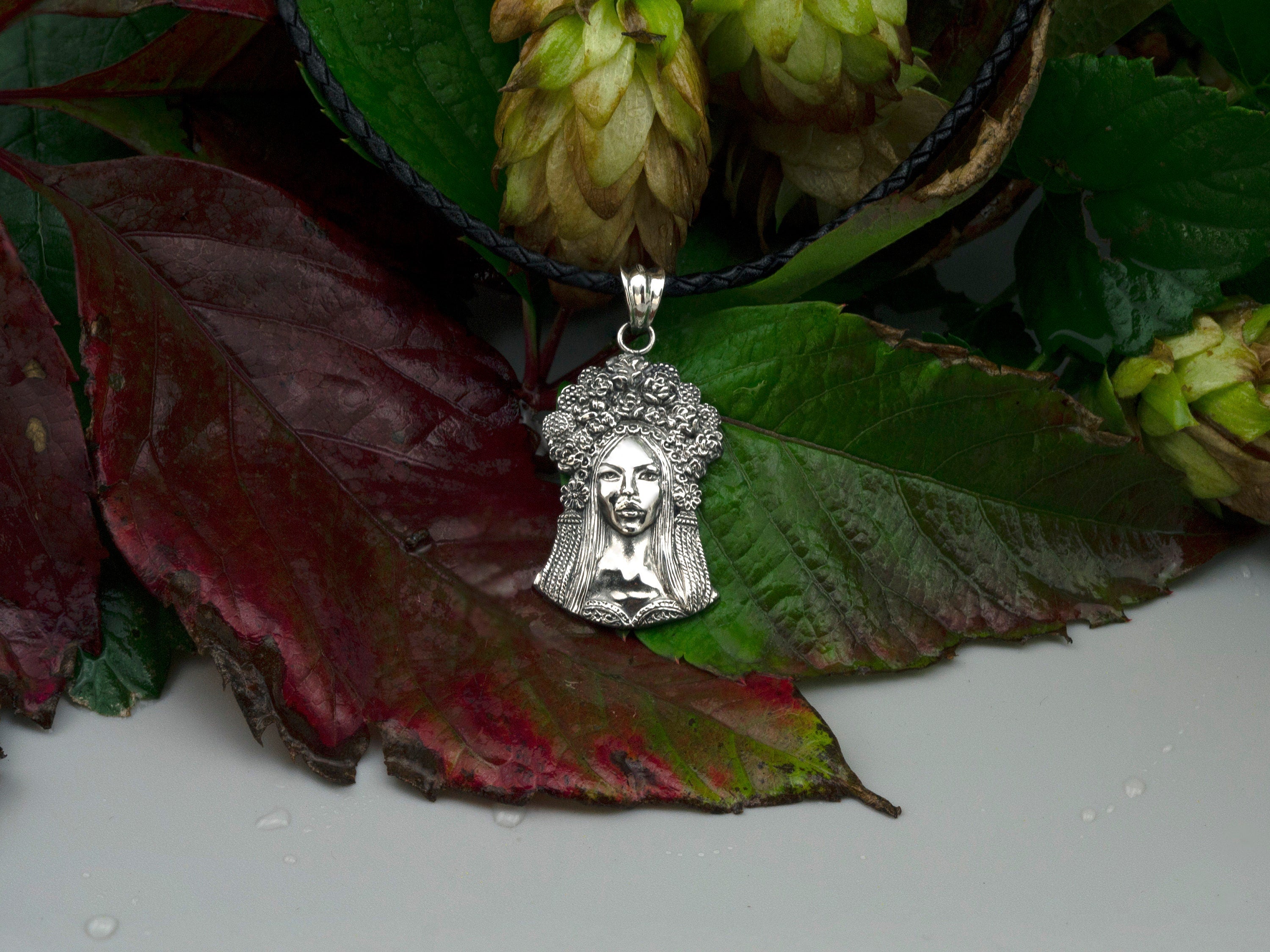 Native lady pendant Ukrainian women Women with floral wreath Women floral crowns National Pride